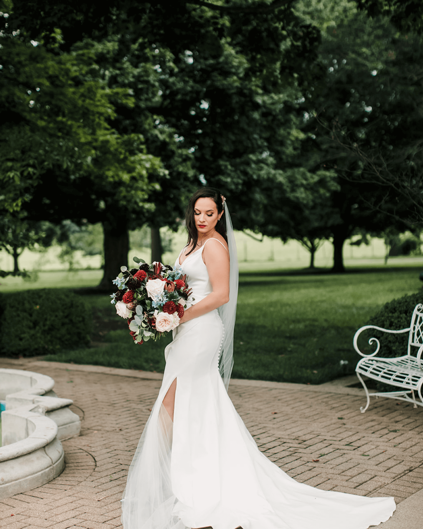 Bride in park